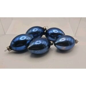 Lot Of 5 Vintage "Made In U.S. of A." LIGHT BULB Style Blue Ornaments (14)